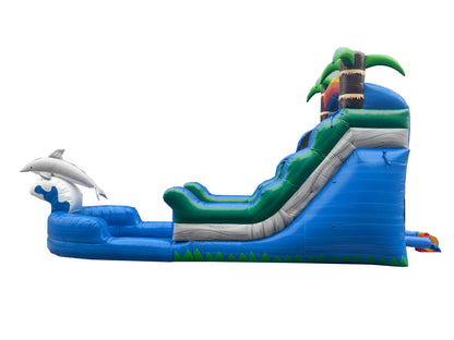 14ft dolphin splash inflatable slide side view heavy duty pvc 90 degree view