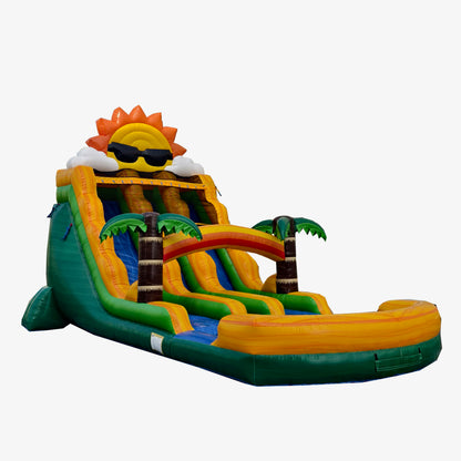 18 ft dual tropical sun inflatable water slide wet dry