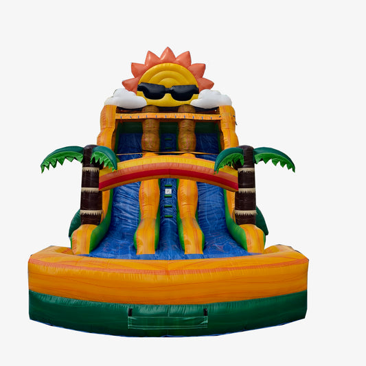 NEW! 18ft Dual Tropical Sun Waterslide