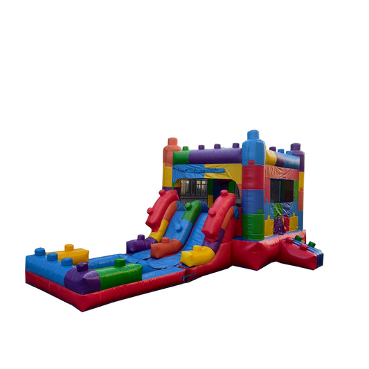 block party combo inflatable bounce house slide building blocks