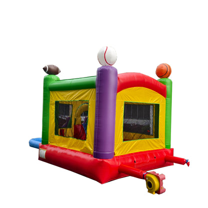 sports combo inflatable bounce house rear blower ports